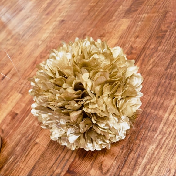 2 GOLD METALLIC POM-POM Party Wedding Shower Decorations 10” ea w Hanging Loops - Picture 8 of 16